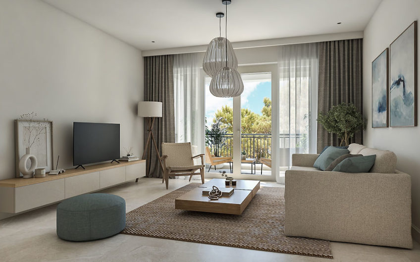 Lustica Bay Centrale — продажа в рассрочку — квартира с 1-й спальней и двориком